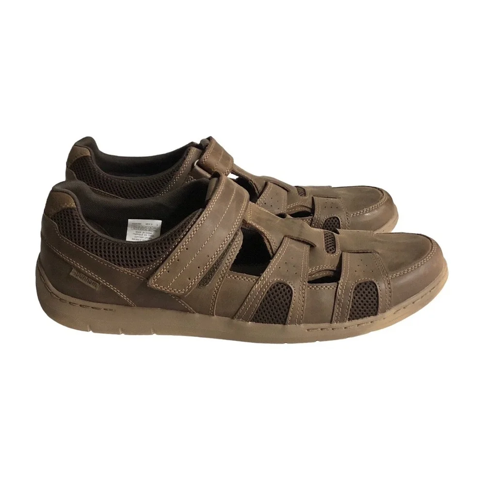 Dunham‎ Mens Comfort Sandals Fitsmart Fisherman Size 16 Brown Leather Boat